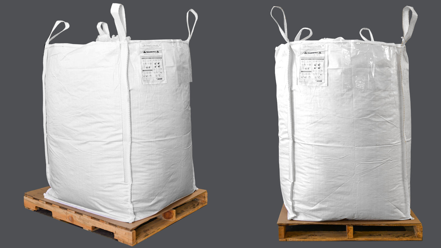 35x35x50 coated fabric woven polypropylene bulk bag; duffle top; bottom spout siftproof seams (MS-3544)