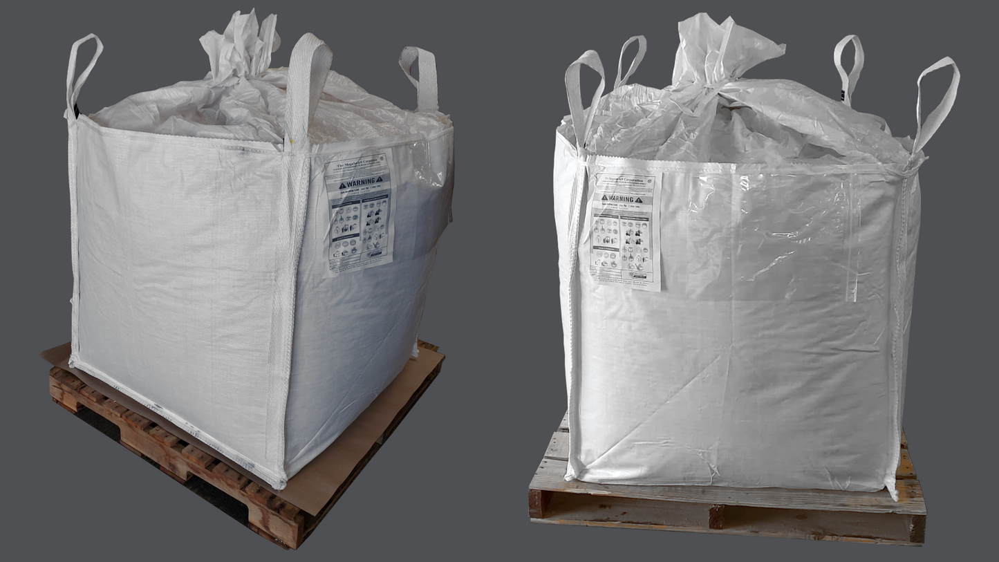 Woven polypropylene bulk bag; 35x35x35 coated fabric; duffle top; solid bottom siftproof seams (MS-3549)